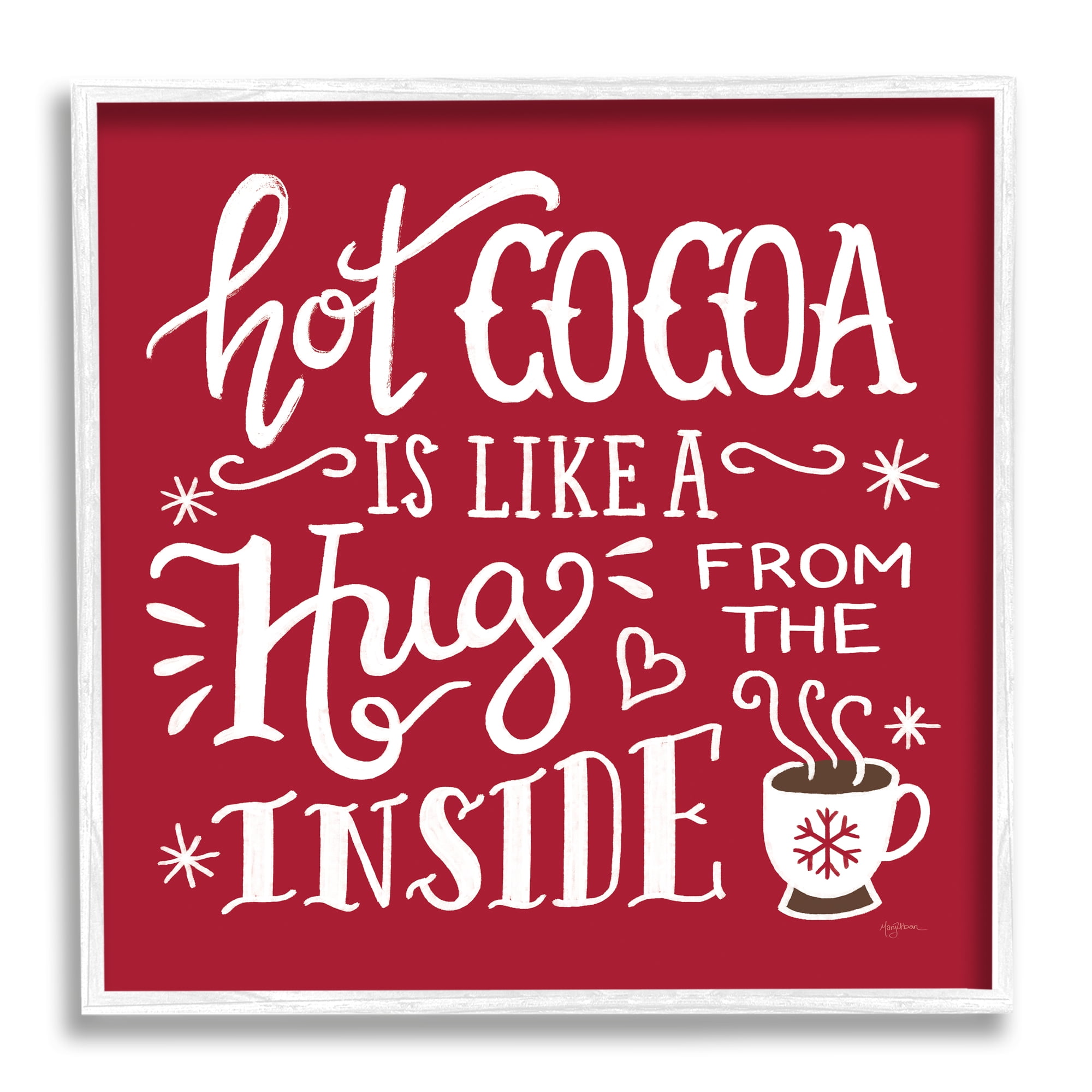 Hot Cocoa Hugs Phrase Chocolate Winter Beverage Food & Beverage Framed Art Print Wall Art, 17x17