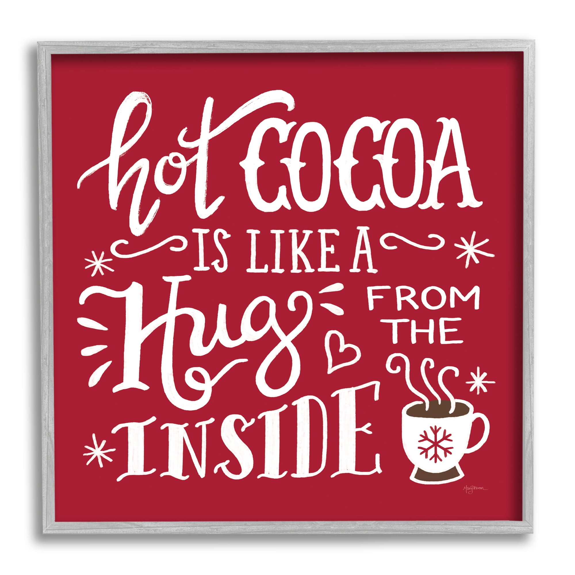 Hot Cocoa Hugs Phrase Chocolate Winter Beverage Food & Beverage Framed Art Print Wall Art, 17x17