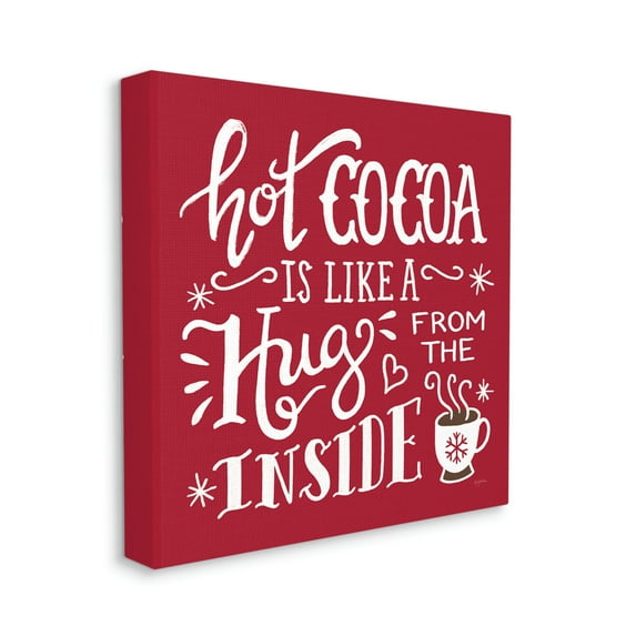 Hot Cocoa Hugs Phrase Chocolate Winter Beverage Food & Beverage Gallery-Wrapped Canvas Print Wall Art, 17x17