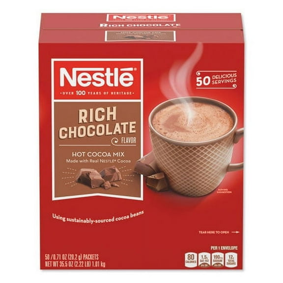 Hot Cocoa Mix, Rich Chocolate, 0.71 Oz Packets, 50/box, 6 Box/carton