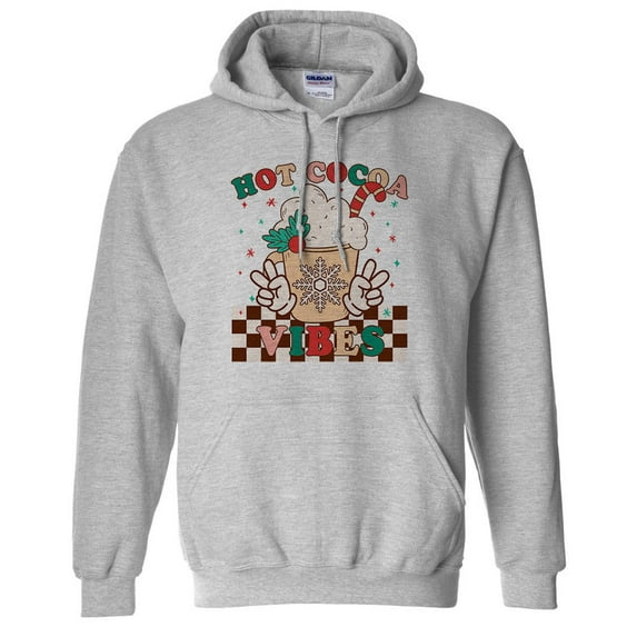 Hot Cocoa Vibes Hoodie Sweatshirt Unisex Small Grey