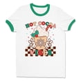 thumbnail image 1 of Hot Cocoa Vibes Ringer Tee Shirt Unisex Medium White/Kelly Green, 1 of 5