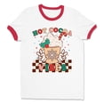 thumbnail image 1 of Hot Cocoa Vibes Ringer Tee Shirt Unisex X-Large White/Red, 1 of 5