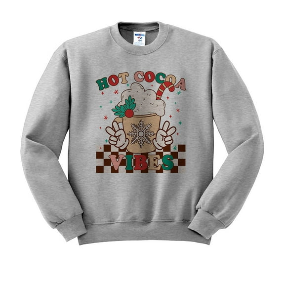 Hot Cocoa Vibes Sweatshirt Unisex Medium Grey