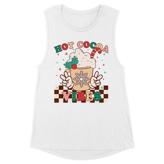 Hot Cocoa Vibes Women's Muscle Tank Large White
