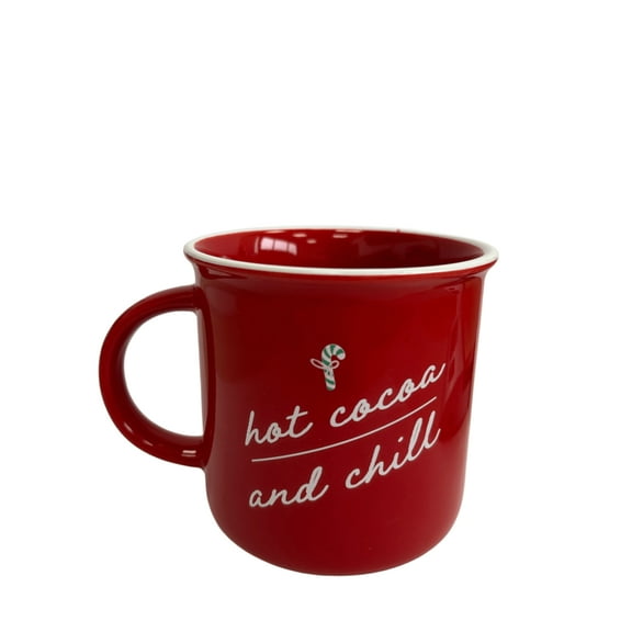 Hot Cocoa and Chill, Style Ceramic Holiday Mug with Christmas Saying