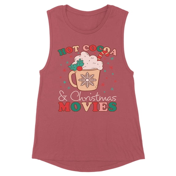 Hot Cocoa and Christmas Movies Women's Muscle Tank X-Large Smoked Paprika