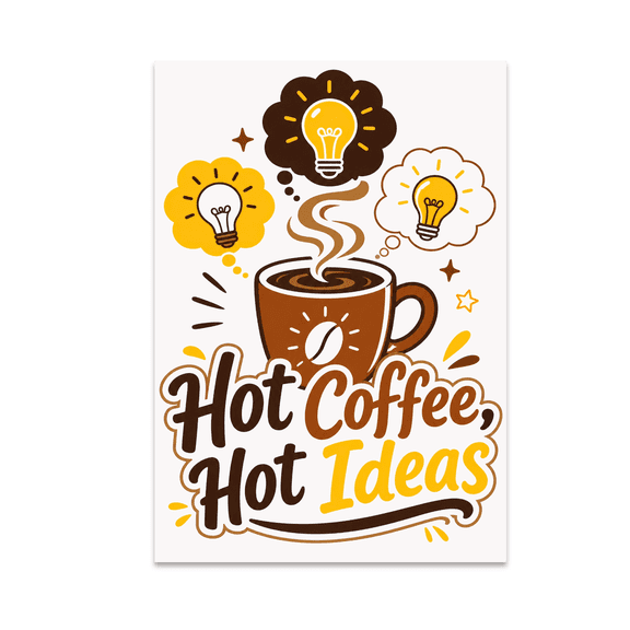 Hot Coffee Hot Ideas Wall Art - Creative Space Decor - 13x19 Poster Print