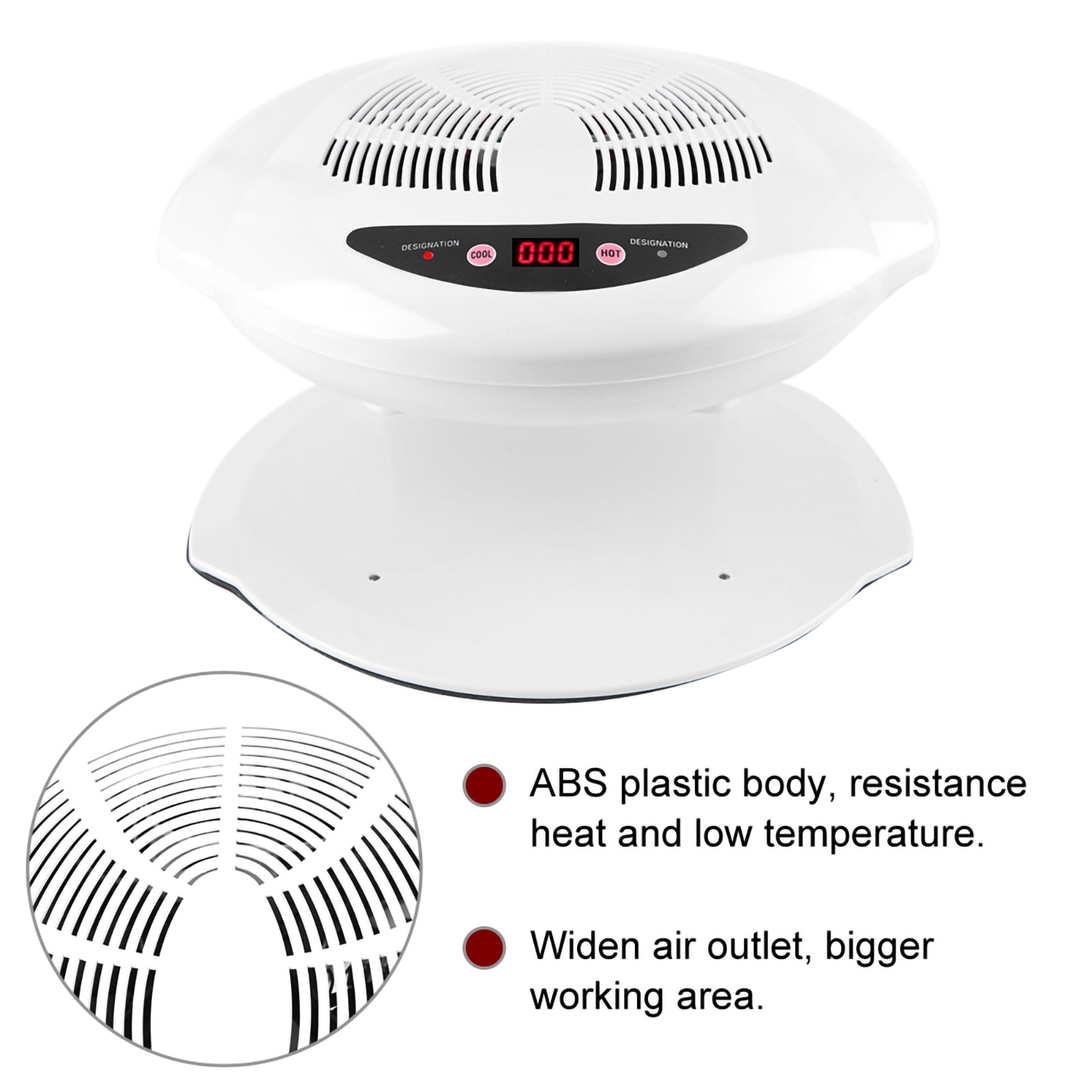 Hot & Cold Air Nail Dryer, White Nail Polis Drying Fan Manicure Tool