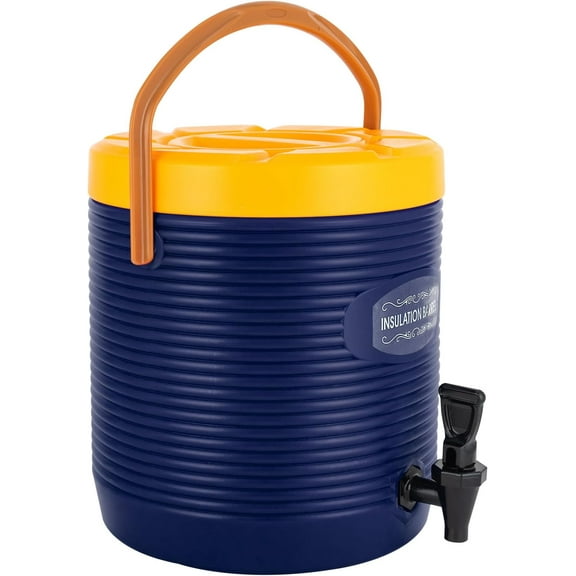 Hot and Cold Drink Dispenser, 3.4Gal Insulated Beverage Dispenser with Faucet, Stainless Steel Hot & Cold Drinks Bucket, Insulated Container for Hot Water Coffee Tea Chocolate Milk (Blue)