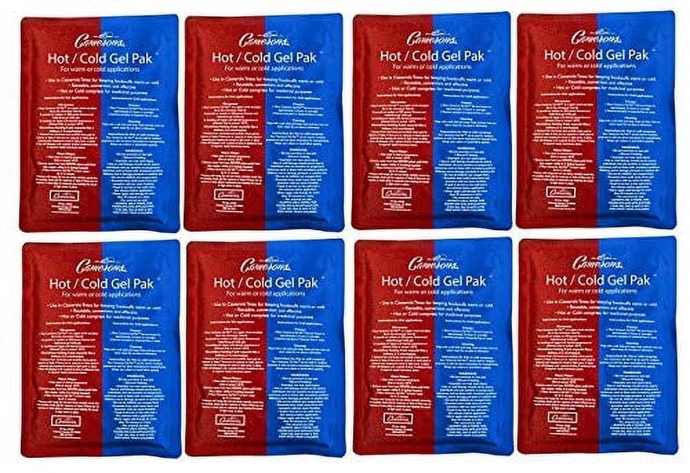 Hot or Cold Gel Pack Set of 8- XL Size (8 x 11) Reusable Ice Pak for Icing and Heating Injuries, Therapy, and Keeping Food Warm or Cold- Microwave and Freezer Safe