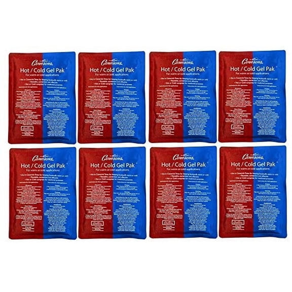 Hot or Cold Gel Pack Set of 8- XL Size (8 x 11) Reusable Ice Pak for Icing and Heating Injuries, Therapy, and Keeping Food Warm or Cold- Microwave and Freezer Safe