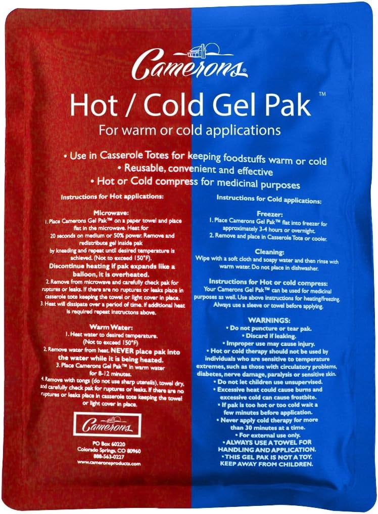 Hot or Cold Gel Pack- XL Size (8 x 11") Reusable Ice Pak for Icing and Heating Injuries, Therapy, and Keeping Food Warm or Cold- Microwave and Freezer Safe