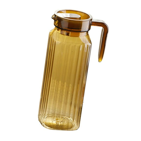 Hot/ Cold Water 37oz, 1100ml Acrylic with Airtight Lid, Water with Lid and Handle, Juice,Water Carafes - Brown Stripes C