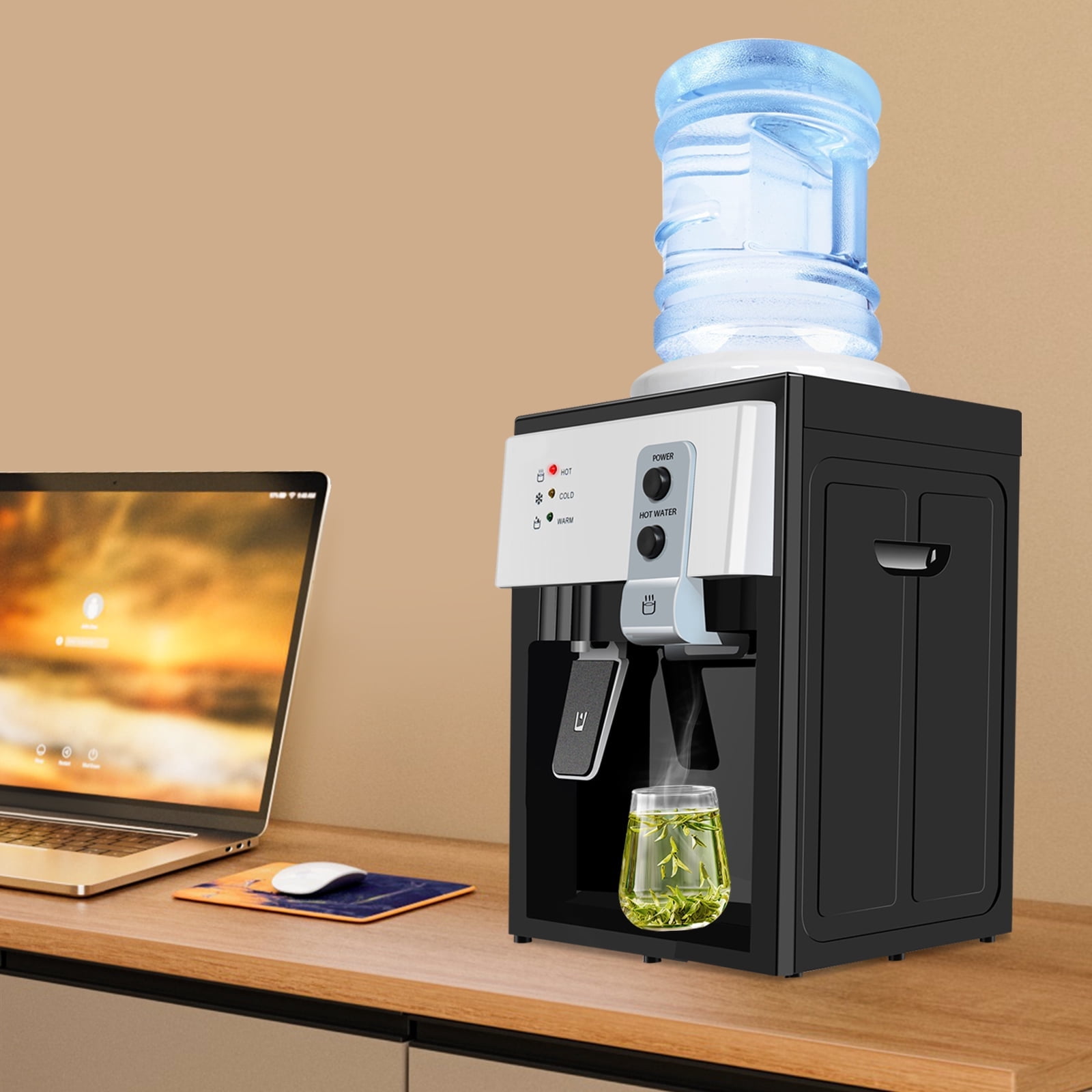 Hot/Cold Water Dispenser with 4.9gal Water Bottles Pp Water Cooler 50-100℉ Hot and Cold Water Water Dispenser Countertop Top Loading Water Dispenser for Bedroom Studio Office Grocery Store