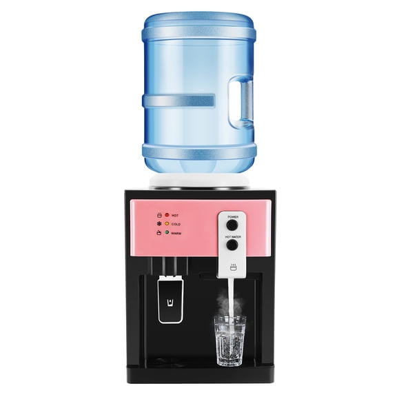 Hot and Cold Water Dispenser Countertop, 3 Temperature Top Loading Water Cooler with Stainless Steel Tank, 500W Fast Heating & 75W Compressor Cooling for 1-5 Gal Bottles, for Home Office Kitchen