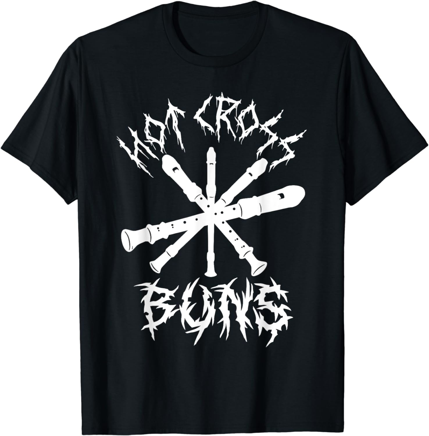 Hot Cross Buns Funny Recorder Music Ironic Heavy Metal Song TShirt
