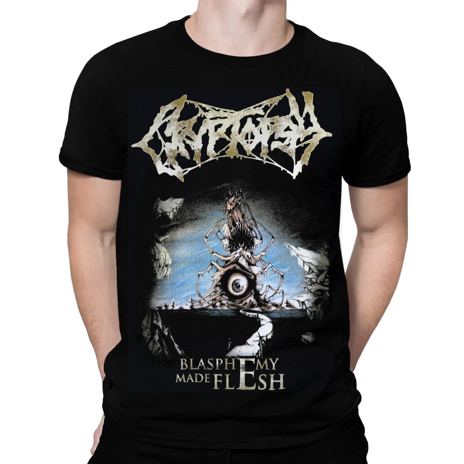 T-shirt Officiel Cryptopsy 'Blasphemy Made Flesh' - Noir, Neuf Avec étiquettes, Pour Fans De Metal