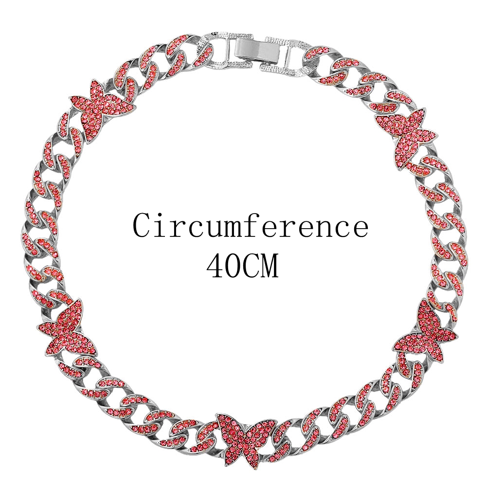 Hot Cuban Link Butterfly Rhinestone Anklets for Women Gold Silver Color