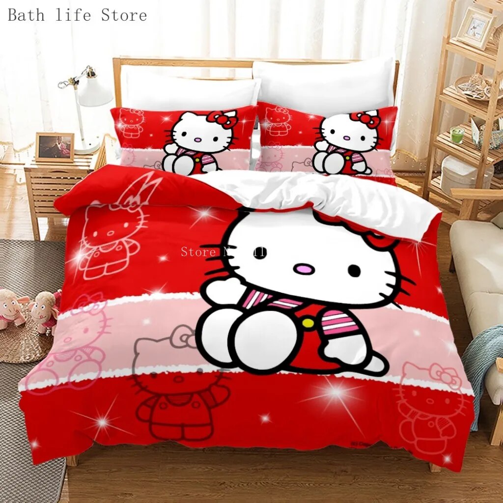 Hot Cute Hello Kittys Bedding Set Quilt Cover Set Duvet Cover Set