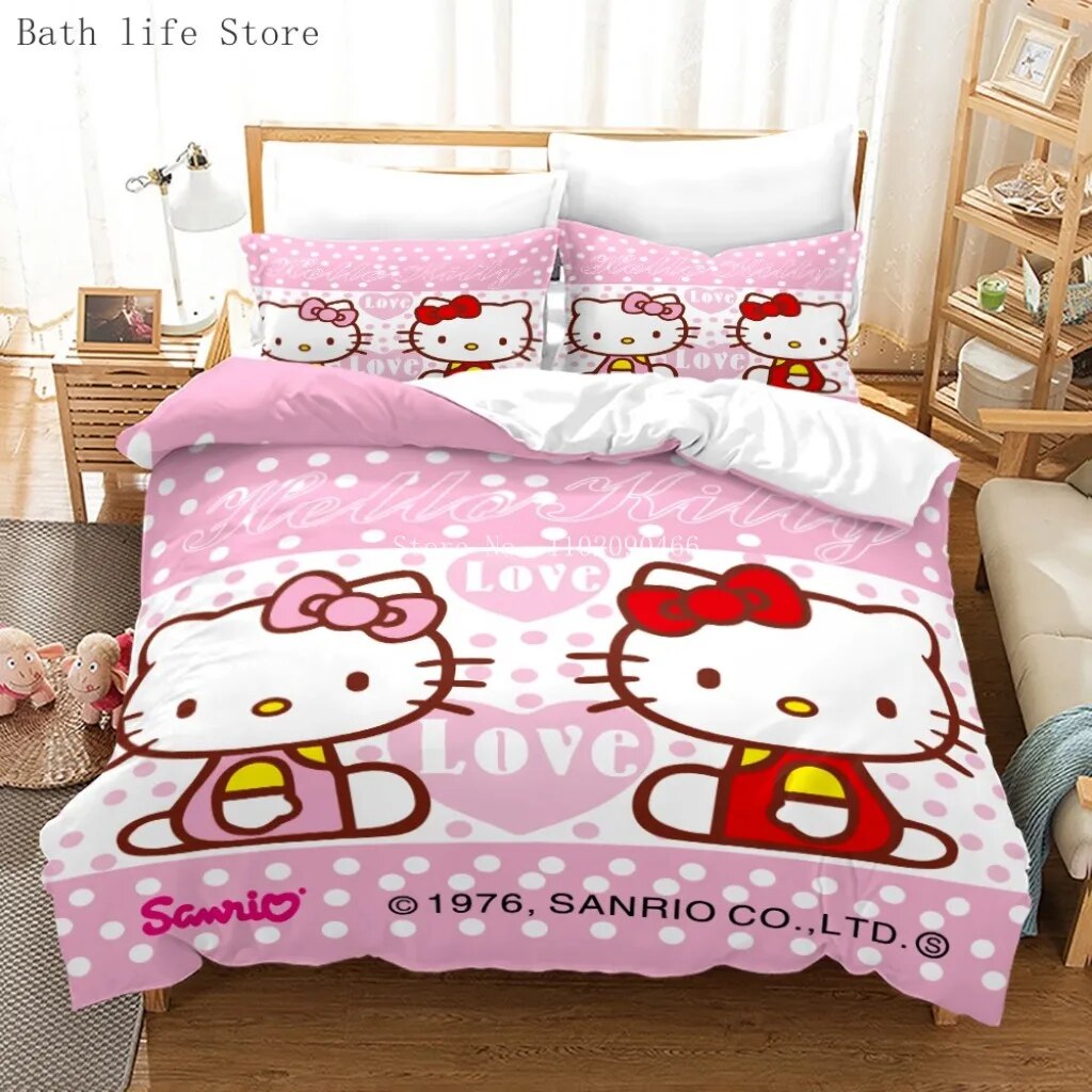 Hot Cute Hello Kittys Bedding Set Quilt Cover Set Duvet Cover Set