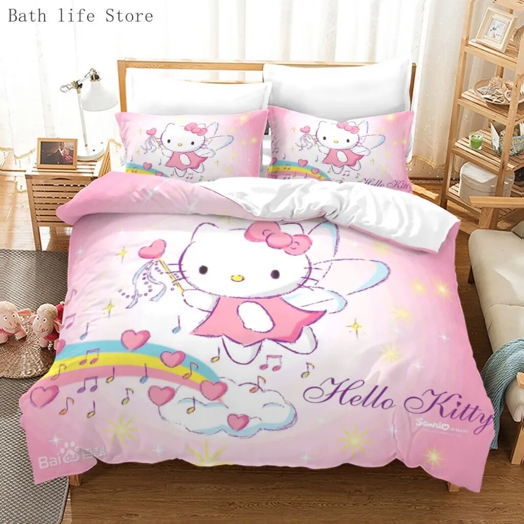 Hot Cute Hello Kittys Bedding Set Quilt Cover Set Duvet Cover Set