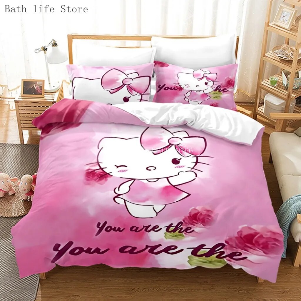 Hot Cute Hello Kittys Bedding Set Quilt Cover Set Duvet Cover Set