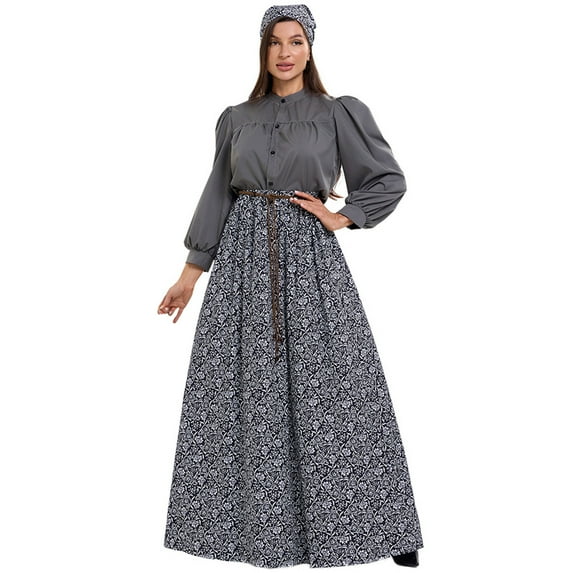 Hot Days, Bold Styles SMihono Medieval Dresses for Women Vintage Dress Sets Renaissance Peasant Costume Chemise Cosplay Outfits Navy M