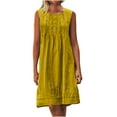 thumbnail image 1 of Hot Days, Bold Styles SMihono Women Trendy Cotton Linen Dresses Comfy Loose Fit Casual Dresses Sleeveless Summer Fashion Everyday Dressy Outfits Yellow XL, 1 of 8