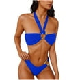 thumbnail image 1 of Hot Days, Bold Styles UTSJKR Women's Twisted Ruched Bikini Sets Two Piece Swimsuits Sexy Halter Cheeky Bathing Suits for Summer Beach Blue S, 1 of 4