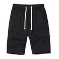 thumbnail image 1 of Hot Days, Bold Styles YLSDY Cargo Shorts Casual Drawstring Elastic Waist Short Pants Button Up Pockets Flowy Fashion Solid Color Sweat Shorts Black XXXL, 1 of 3