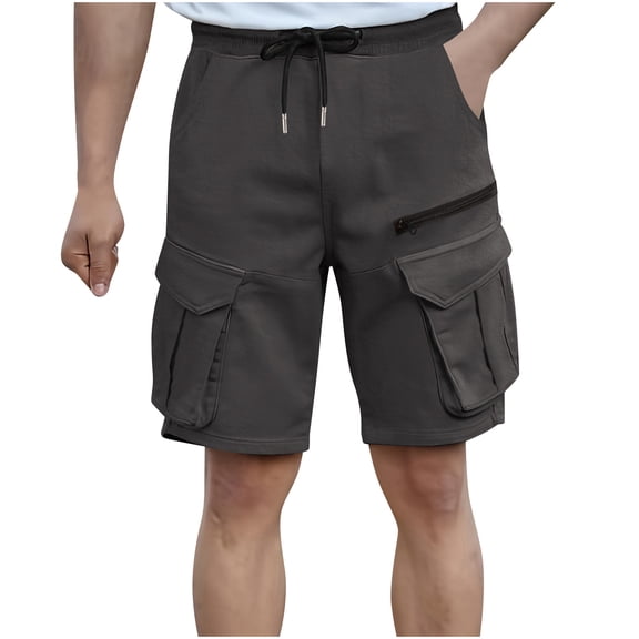 Hot Days, Bold Styles YLSDY Mens Casual Cargo Shorts Loose Comfy Drawstring Elastic Waist Hiking Travel Short Work Shorts with Multi Pockets Dark Gray S