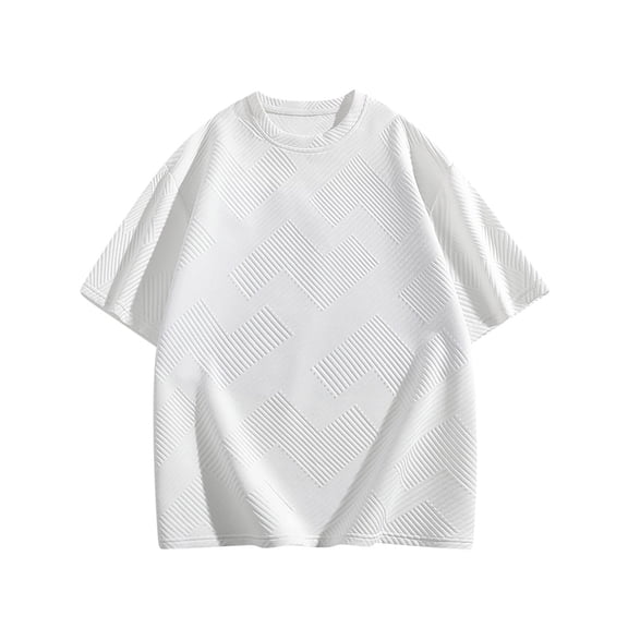 Hot Days, Bold Styles YLSDY Mens Casual Short Sleeve T-Shirts Crew-Neck Soft Lightweight Textured Tee Drop Sleeves Workout Shirt Lounge Sleepwear White M