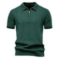 thumbnail image 1 of Hot Days, Bold Styles YLSDY Mens Golf Button Collared Shirts Short Sleeve Quarter Zip Knit Button Collareds Slim Fit Textured Stretchy Button Collared Shirt for Men Green XXL, 1 of 2