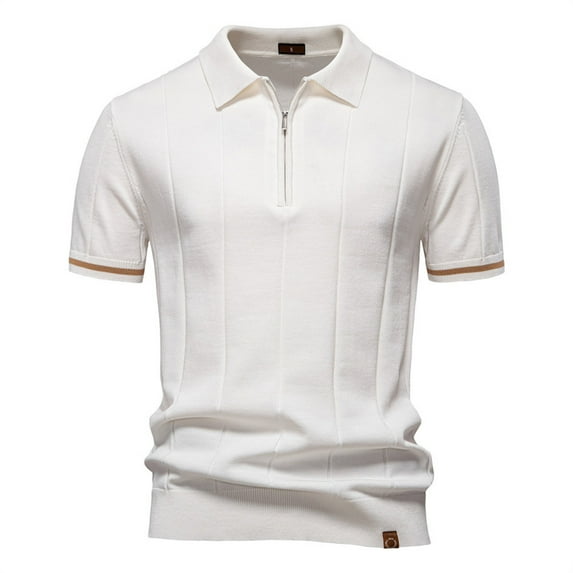 Hot Days, Bold Styles YLSDY Mens Golf Button Collared Shirts Short Sleeve Quarter Zip Knit Button Collareds Slim Fit Textured Stretchy Button Collared Shirt for Men White M
