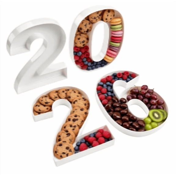 Hot Deal! 2026 Fillable Charcuterie Number Letter Shaped Serving Tray, Washable Food Dish Plate, for Candy/Nuts Ideas, Wedding Party Decor New Year Graduation Party Treat