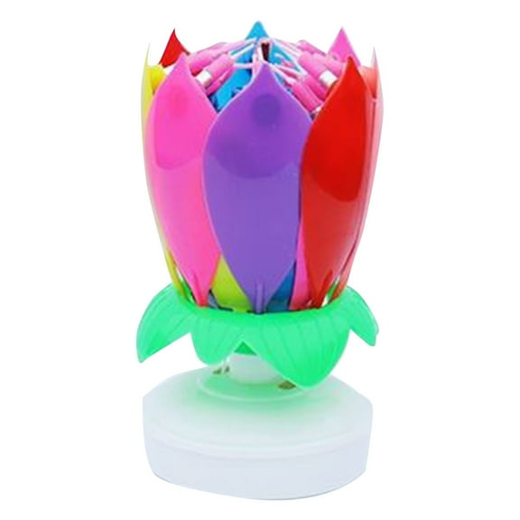 Hot Deal Birthday Cake Flower Candles With Happy Birthday Music Rotating Setup Candles & Holders