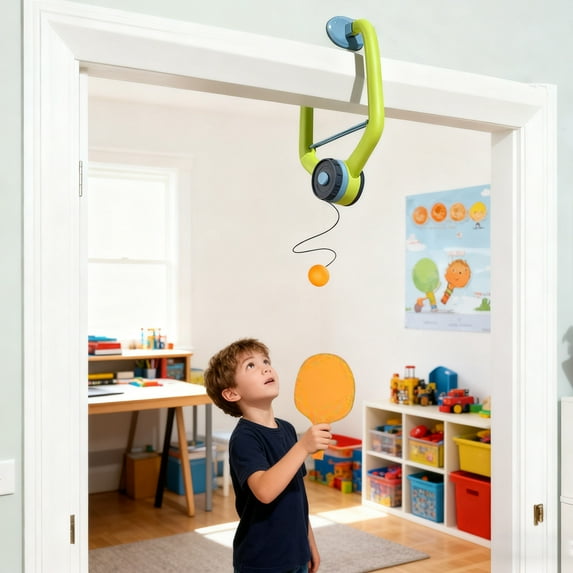 Hot Deal!Hanging Table Tennis Trainer Portable Set, Door Pong Game with Racket and Balls, Adjustable Hanging Table Tennis Trainer,Door Ping Pong Game Set for Door Frame Interaction Toy