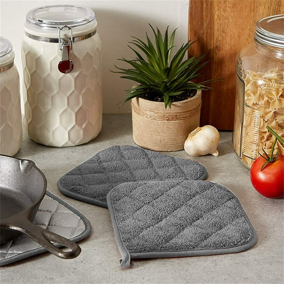 Hot Deal! Miyuadkai Cooking Mitts Clearance Sale,7 X 7 Inches Pot Holders for Kitchen Heat Resistant Pot Holders Sets Oven Hot Pads Terry Cloth Pot Holders Oven Mitts Grey