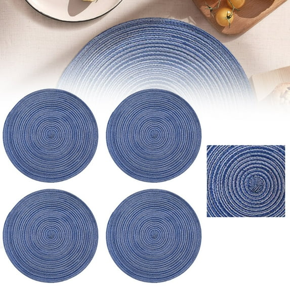Hot Deal! Place Mat Clearance, Miyuadkai Round Placemats Set of 4 Round Table Placemats Braided Cotton Place Mats 15 Inch for Kitchen Dining Table Holiday Party Table Mats Place Mats for Dining Tables