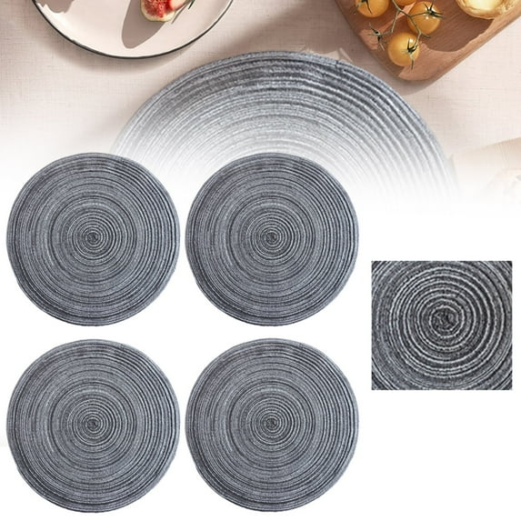 Hot Deal! Place Mat Clearance, Miyuadkai Round Placemats Set of 4 Round Table Placemats Braided Cotton Place Mats 15 Inch for Kitchen Dining Table Holiday Party Table Mats Place Mats for Dining Tables