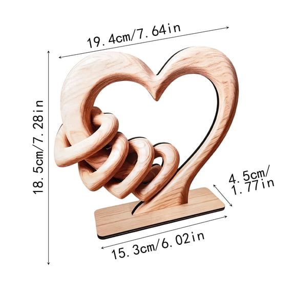 Hot Deal! Wooden Heart Table Decor, Double Heart Wooden Table Decor, Family Unity Design Sentimental Gift for Mom Grandma Wife B