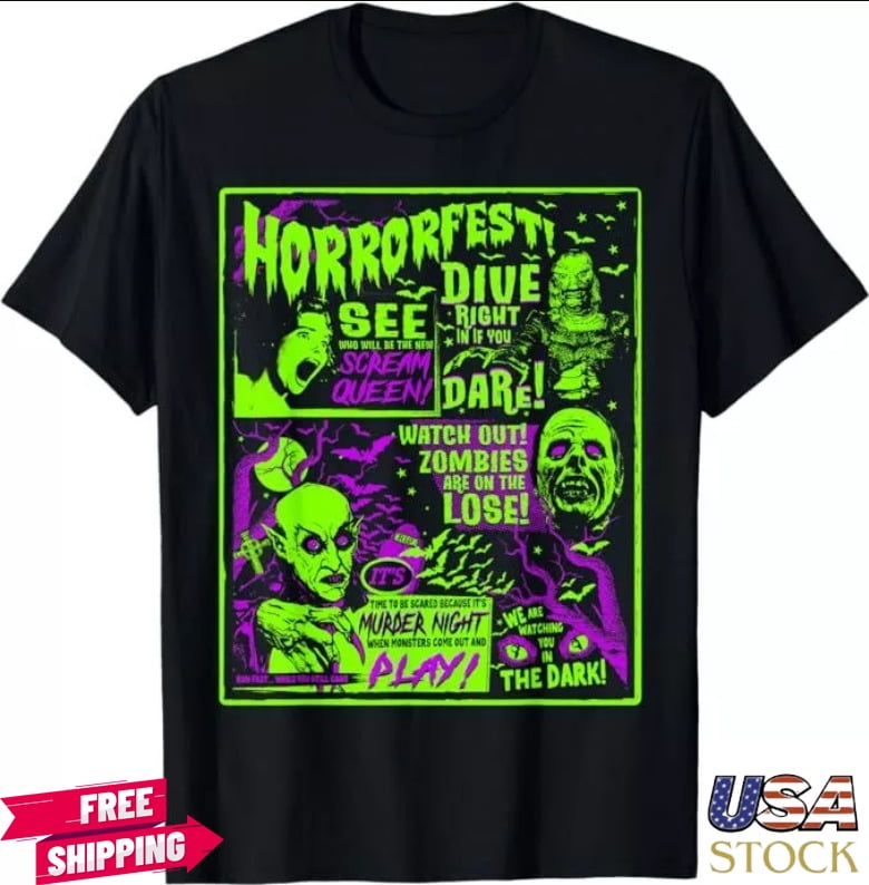 Hot Decal Horrorfest Halloween 2024 Movie Poster Old Time Horror T