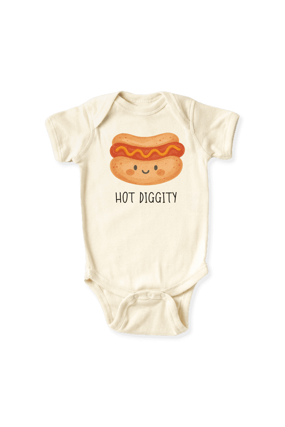 Hot Diggity Baby Bodysuit, Newborn Outfit, Baby Clothes, Gift for Children 3-6m Natural