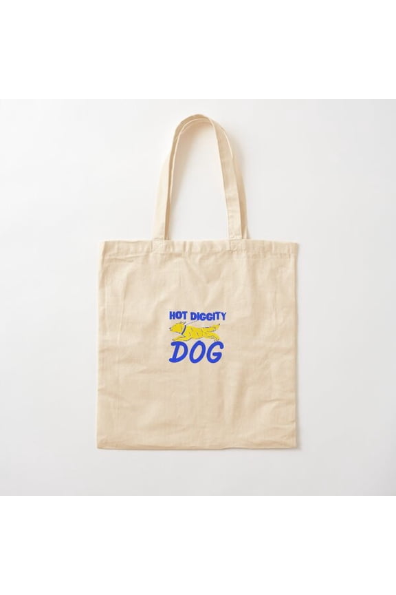 Hot Diggity Dog Canvas Tote Bags, Reusable Shopping Bag