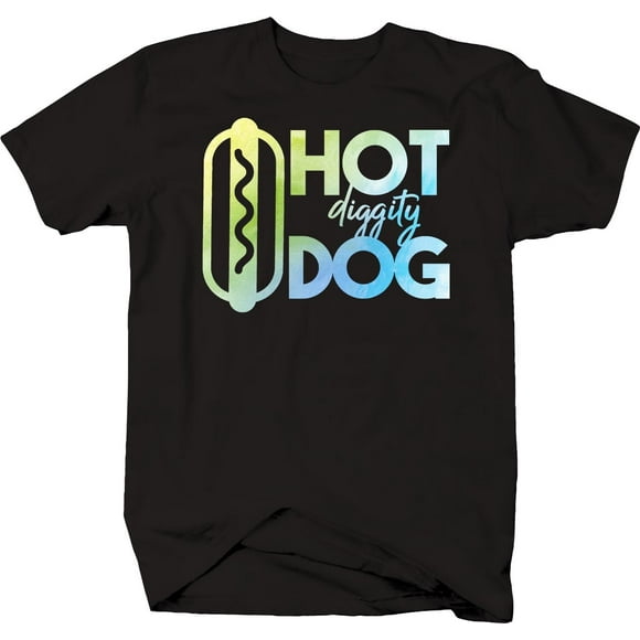 Hot Diggity Dog Hotdog Bun Grilling Black-Rainbow Tie Dye T Shirt Large Black