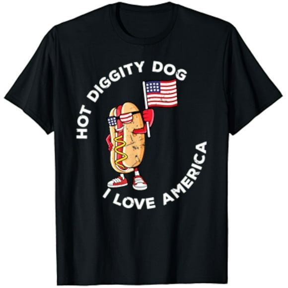 Hot Diggity Dog July 4Th America Patriotic Picnic Usa Funny T-Shirt Unisex S-5XL Hot Trending Shirt, not genuine