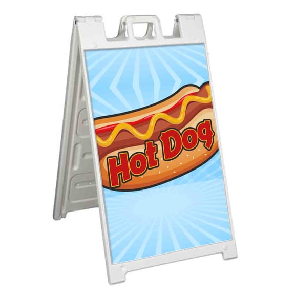 Hot Dog (24" X 36") Standard A-Frame Signicade, Includes Decal Applied To Stand