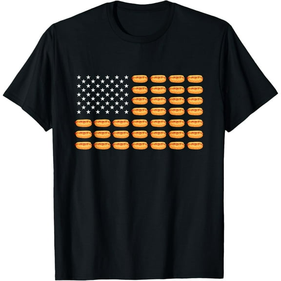 Hot Dog American Flag - Hot Dog Lover Fast Food Wiener T-ShirtMen's and women's short-sleeved pure cotton shirts
