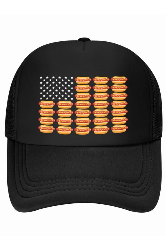 Hot Dog American Flag July 4th Patriotic Summer BBQ Funny Baseball Cap